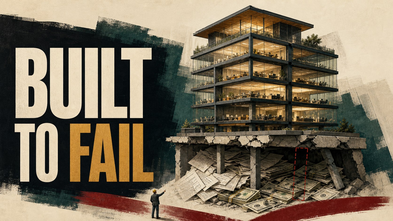 Business documentary thumbnail with the words Built to Fail